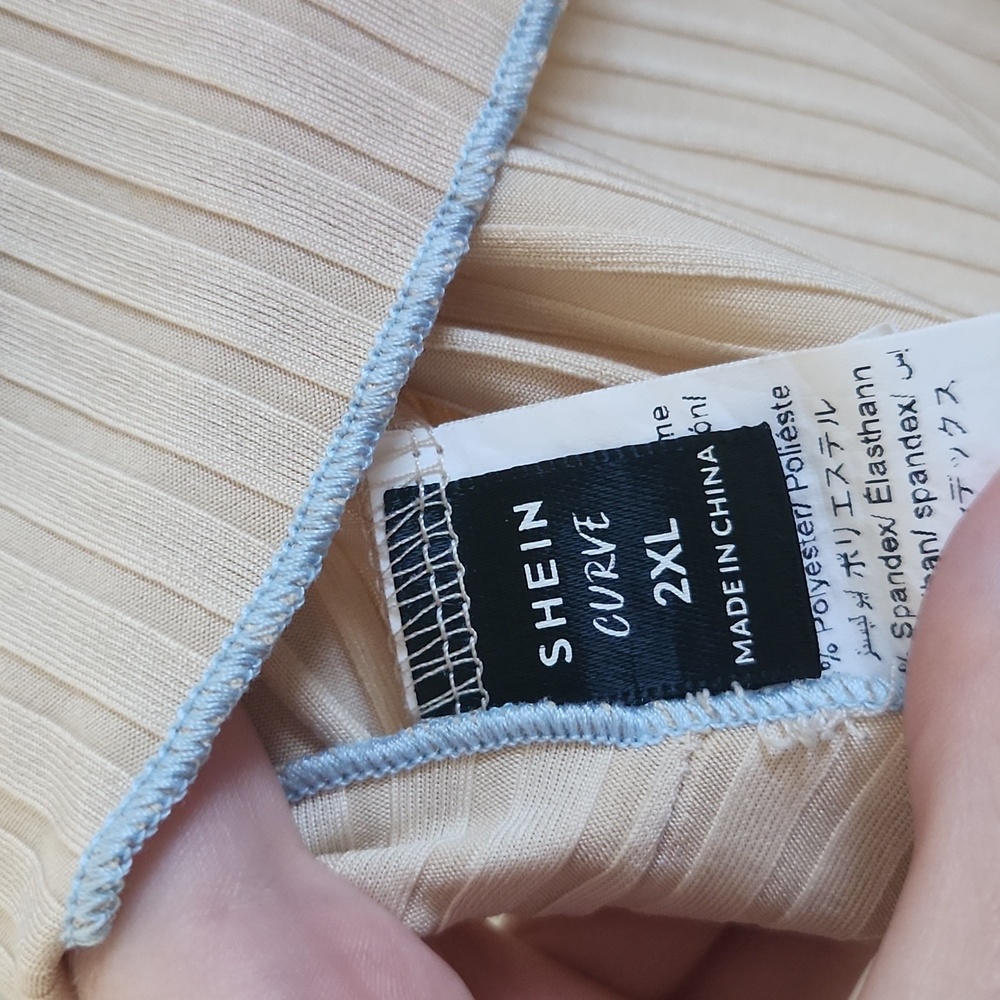 Shein Beige Ribbed Top - Picture 4 of 4